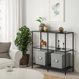 IKEA VITTSJO Shelving unit, black-brown/glass, 100x93 cm