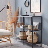 IKEA VITTSJO Shelving unit, black-brown/glass, 100x93 cm