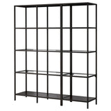IKEA VITTSJO Shelving combination, black-brown/glass, 151x36x175 cm