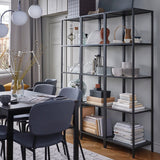IKEA VITTSJO Shelving combination, black-brown/glass, 151x36x175 cm
