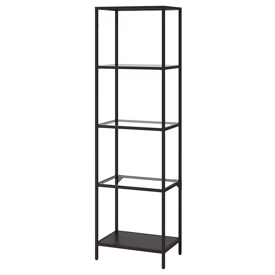 IKEA VITTSJO Shelving combination, black-brown/glass, 151x36x175 cm