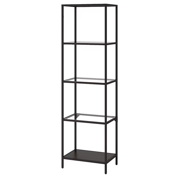 IKEA VITTSJO Shelving combination, black-brown/glass, 151x36x175 cm