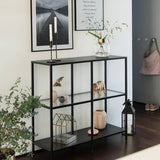 IKEA VITTSJO Shelving unit, black-brown/glass, 100x93 cm