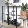 IKEA VITTSJO Shelving unit, black-brown/glass, 100x93 cm