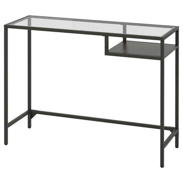 IKEA VITTSJO Laptop table, black-brown/glass, 100x36 cm