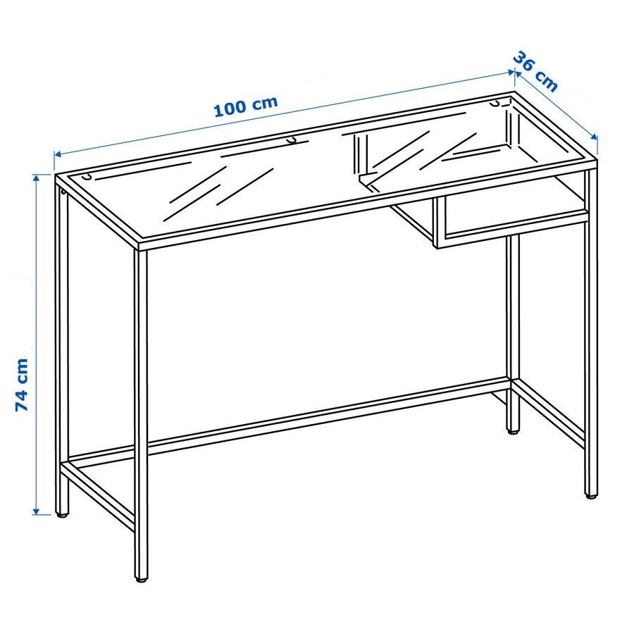 IKEA VITTSJO laptop table, black-brown/glass, 100x36 cm