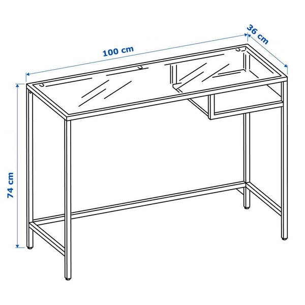 IKEA VITTSJO laptop table, black-brown/glass, 100x36 cm