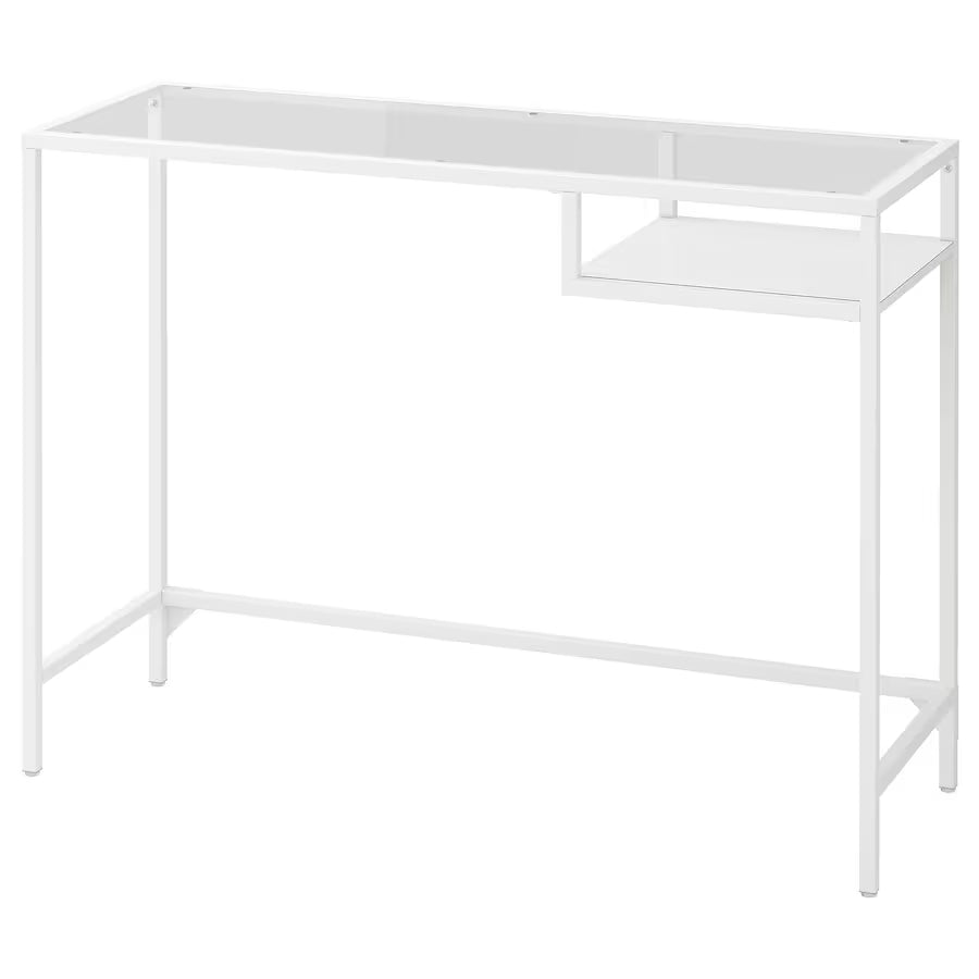 IKEA VITTSJO Laptop table, white/glass, 100x36 cm