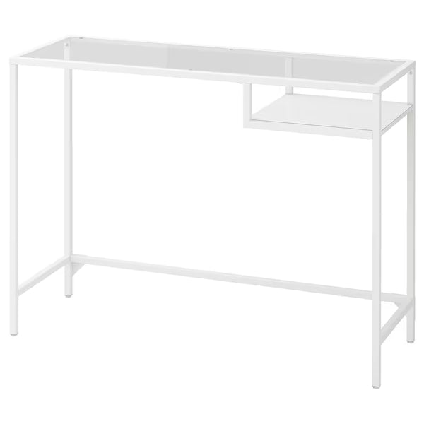 IKEA VITTSJO Laptop table, white/glass, 100x36 cm