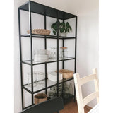 IKEA VITTSJO Shelving unit, black-brown/glass, 100x175 cm