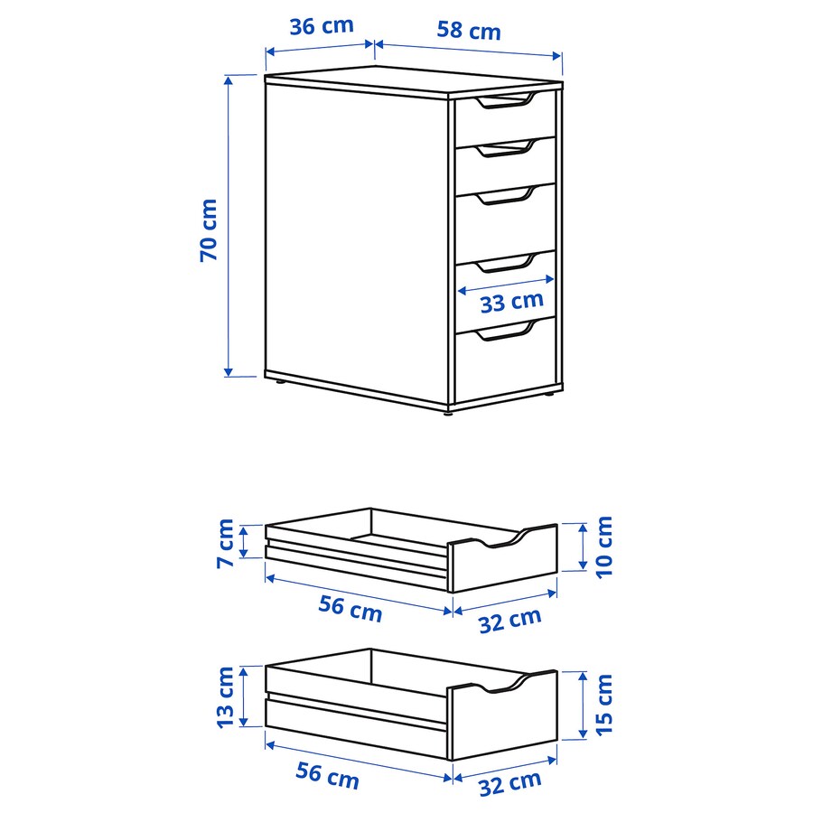 IKEA ALEX Drawer unit, white, 36x70 cm