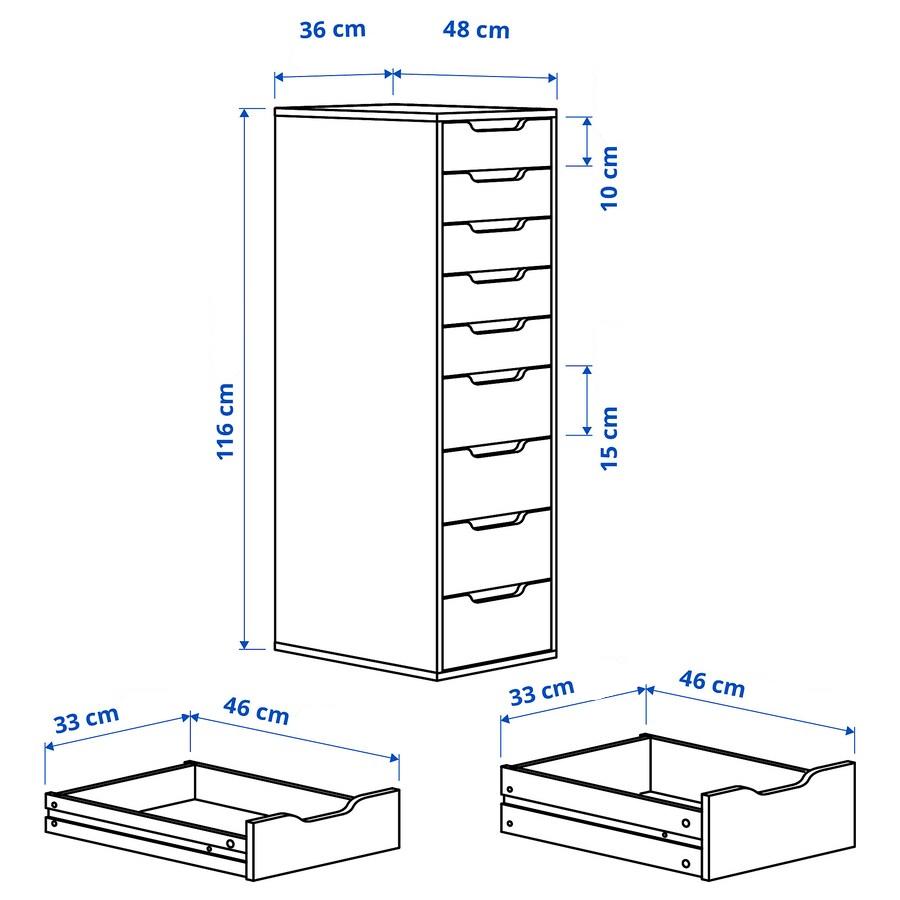 IKEA ALEX 9 drawers unit, white, 36x116 cm