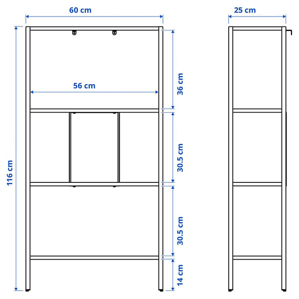 IKEA BAGGEBO Shelving unit, white, 60x25x116 cm