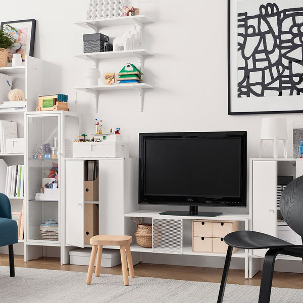 IKEA BAGGEBO TV bench, metal/white, 90x35x40 cm
