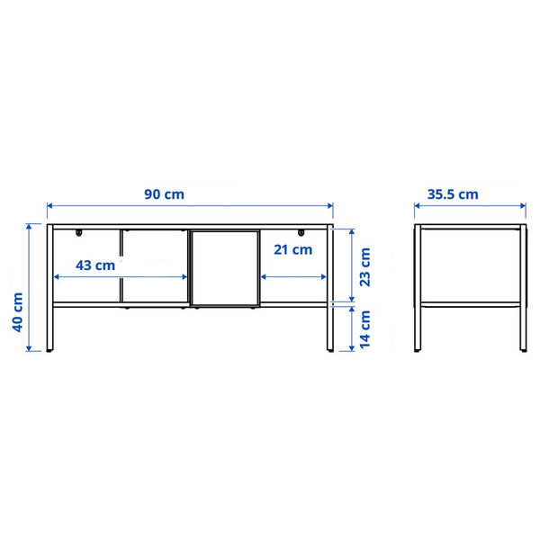 IKEA BAGGEBO TV bench, metal/white, 90x35x40 cm