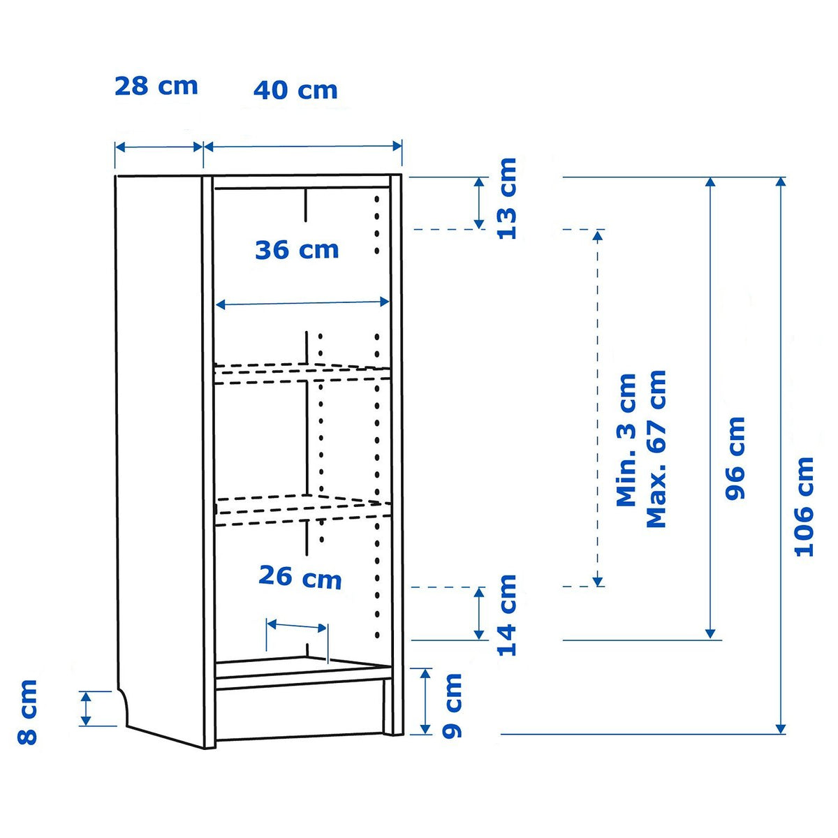 IKEA BILLY Bookcase, white, 40x28x106 cm