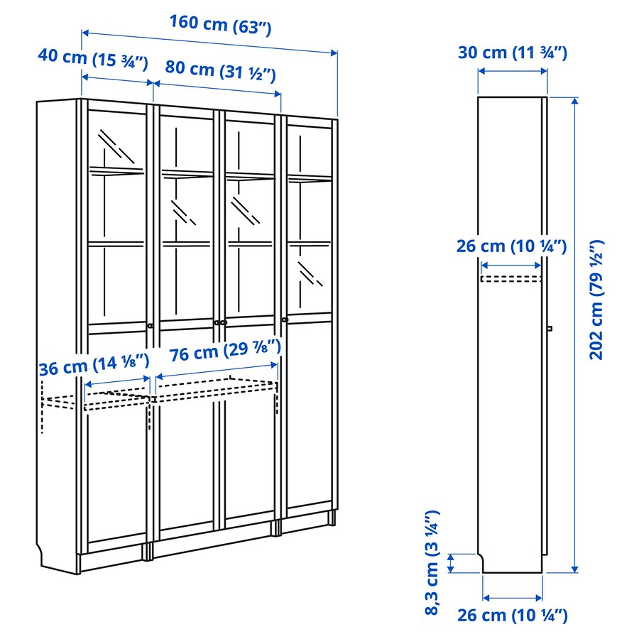 Billy bookcase deals shelf dimensions