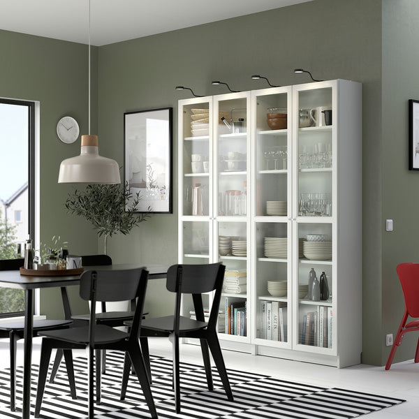 IKEA BILLY Bookcase with glass doors, white, 160x30x202 cm