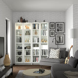 IKEA BILLY Bookcase with glass doors, white, 160x30x202 cm