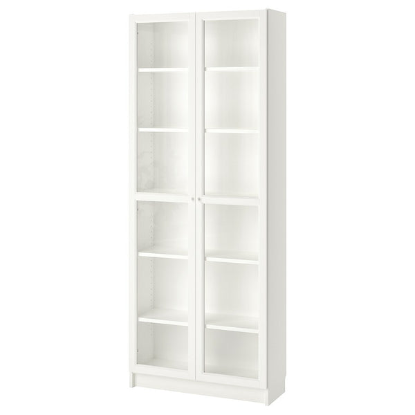 IKEA BILLY Bookcase with glass doors, white, 80x30x202 cm