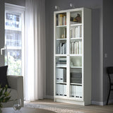 IKEA BILLY Bookcase with glass doors, white, 80x30x202 cm