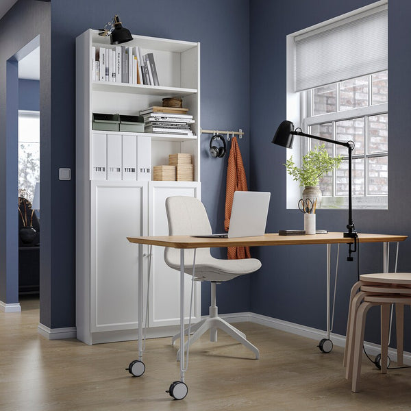 IKEA BILLY Bookcase with half doors, white, 80x30x202 cm