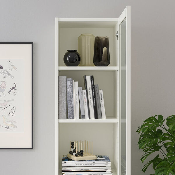 IKEA BILLY Bookcase with glass door, white, 40x30x202 cm