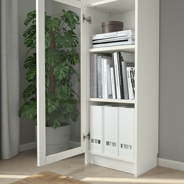 IKEA BILLY Bookcase with glass door, white, 40x30x202 cm