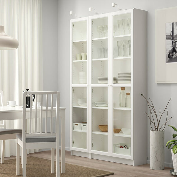 IKEA BILLY Bookcase with glass doors, white, 120x30x202 cm