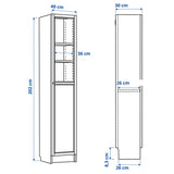 IKEA BILLY Bookcase w panel/glass door, black oak effect, 40x30x202 cm