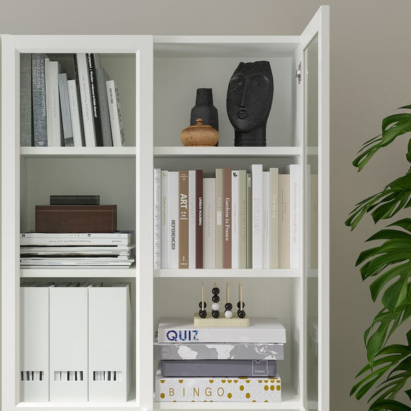 IKEA BILLY Bookcase with panel/glass doors, white, 80x30x202 cm