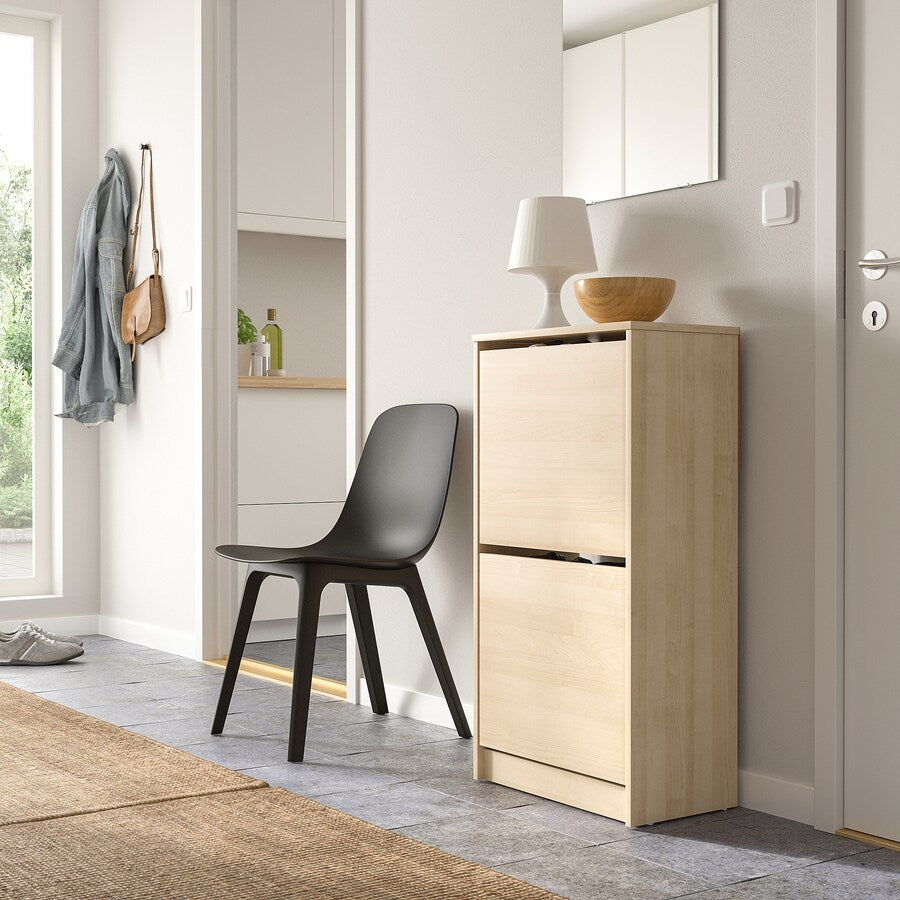 IKEA BISSA Shoe cabinet with 2 doors, oak effect, 49x28x93 cm