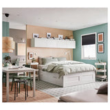IKEA BRIMNES Bed with 4 drawers, white, Queen