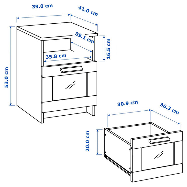 IKEA BRIMNES Bedside table, white, 39x41 cm
