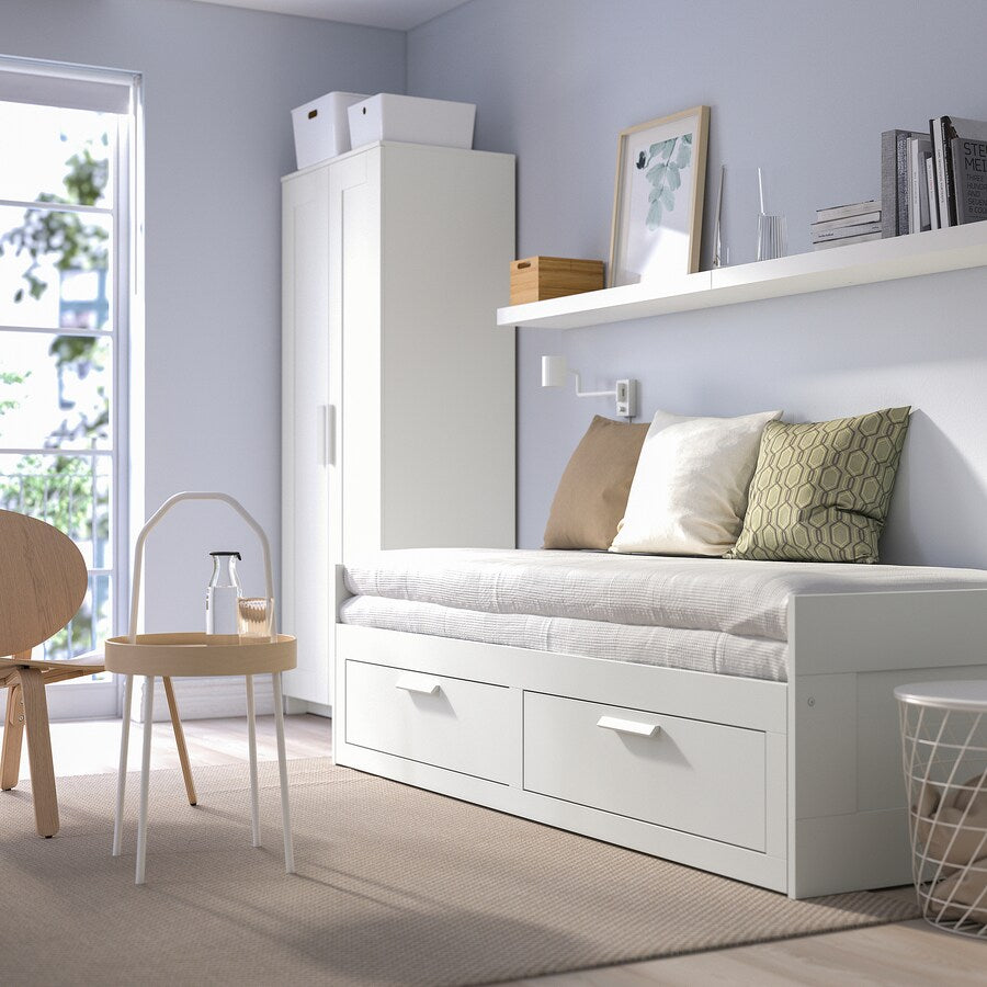 IKEA BRIMNES Day-bed/2 mattresses, white, 80x200 cm