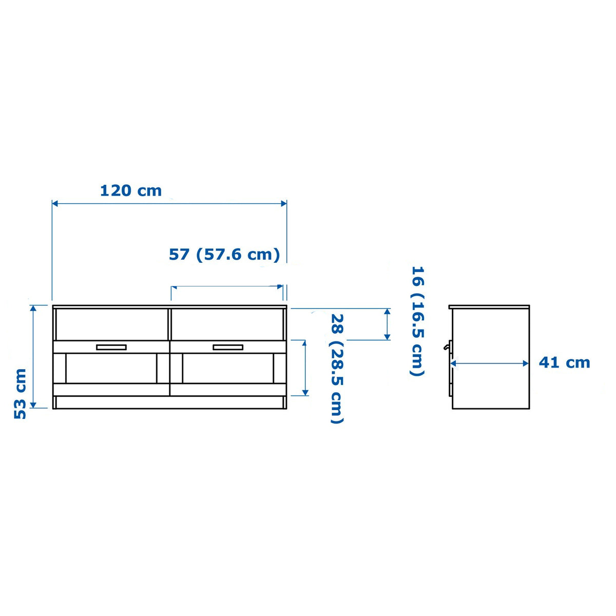 IKEA BRIMNES TV bench, white, 120x41x53 cm
