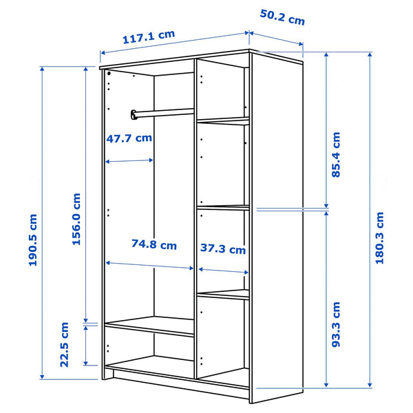IKEA BRIMNES Wardrobe with 3 doors, white, 117x190 cm