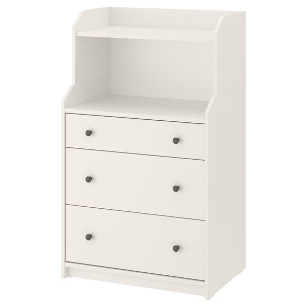 IKEA HAUGA Chest of 3 drawers with shelf, white, 70x116 cm