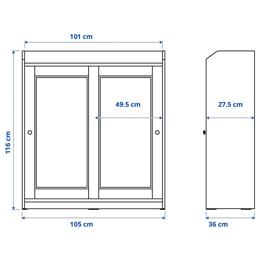 IKEA HAUGA Glass-door cabinet, white, 105x116 cm