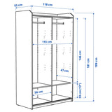 IKEA HAUGA Wardrobe with sliding doors, white, 118x55x199 cm