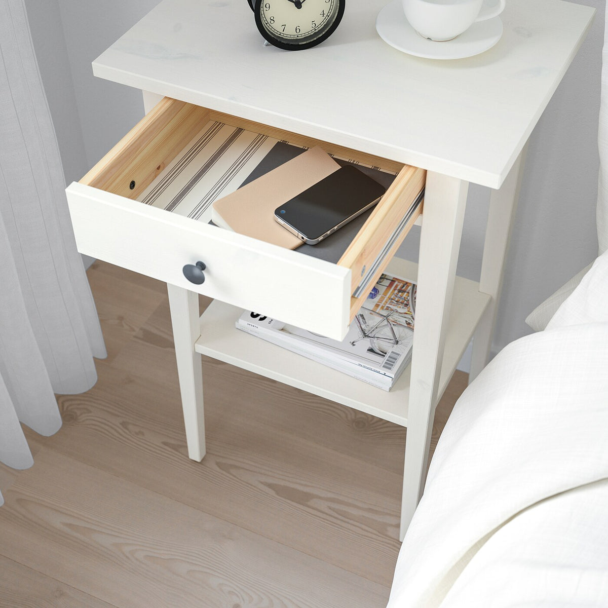 IKEA HEMNES Bedside table, white stain, 46x35 cm