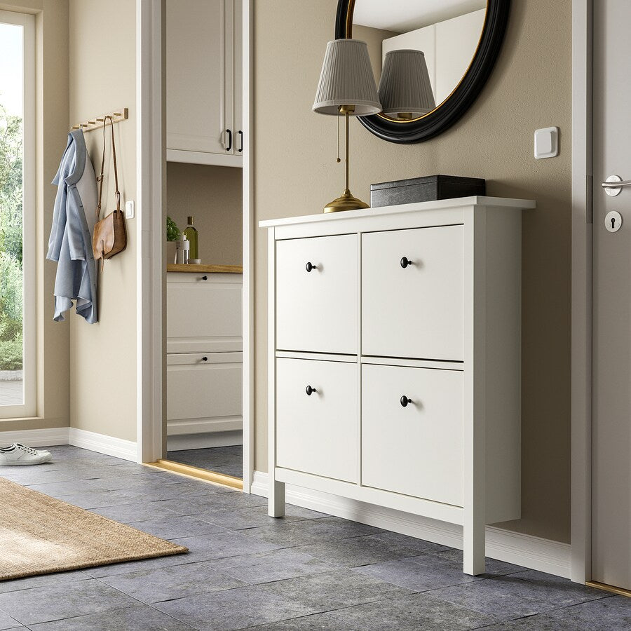 IKEA HEMNES Shoe cabinet with 4 doors, white, 107x22x101 cm