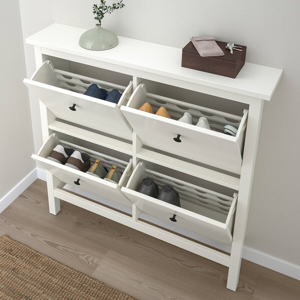 IKEA HEMNES Shoe cabinet with 4 doors, white, 107x22x101 cm