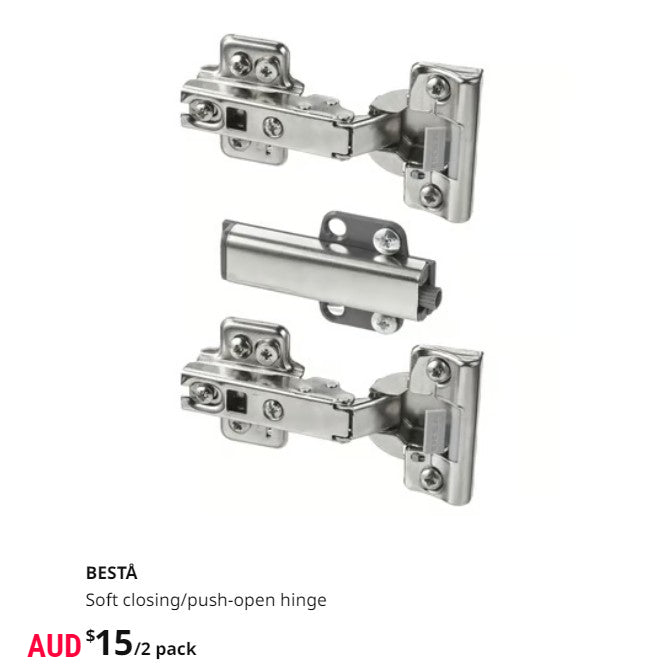 IKEA BESTA soft closing/push-open hinge, 2 pack