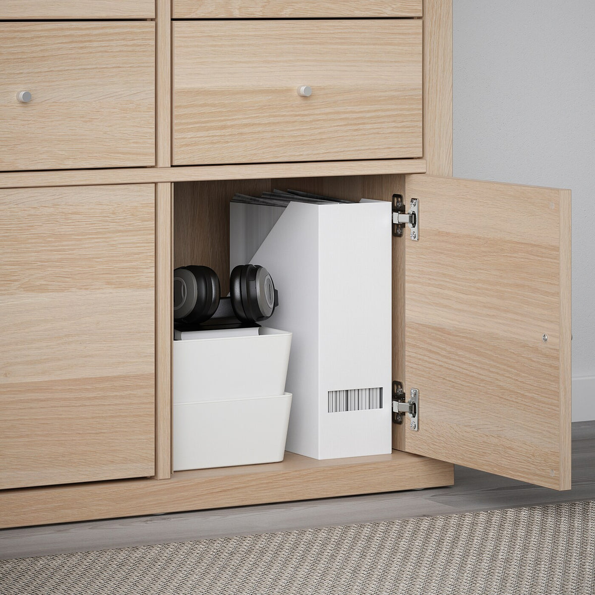 IKEA KALLAX Insert with door, oak effect, 33x33 cm