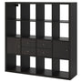 IKEA KALLAX Shelving with 2 doors/2 drawers, black-brown, 147x147 cm