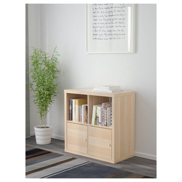 IKEA KALLAX Shelving with 2 doors, oak effect, 77x77 cm