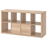 IKEA KALLAX Shelving with 2 doors, oak effect, 77x147 cm