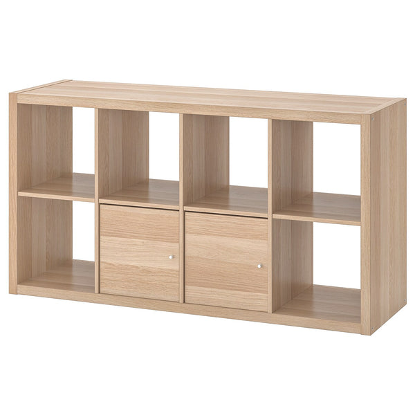 IKEA KALLAX Shelving with 2 doors, oak effect, 77x147 cm