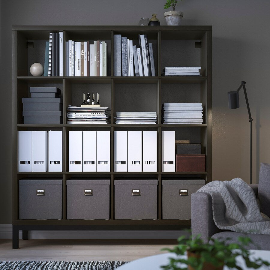 IKEA KALLAX Shelving with underframe, black brown,147x164 cm